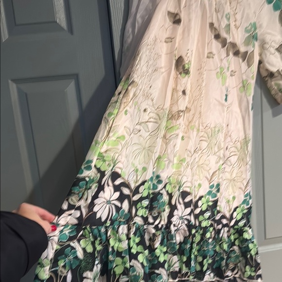 Anthropologie Vanessa and Virginia Floral Dress - Cream and Green - Picture 4 of 4